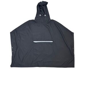 MDNT 45 Black Poncho Hooded Raincoat‎ Oversized Unisex Reflective Pocket